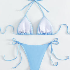 Luxury Rhinestone Tie String Cheeky Triangle Brazilian Two Piece Bikini