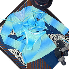 Oceanic Tie Dye High Cut Sliding Triangle Brazilian Four Piece Bikini