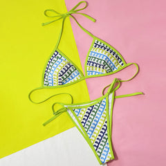 Refresh String Cheeky Wavy Crochet Triangle Brazilian Two Piece Bikini