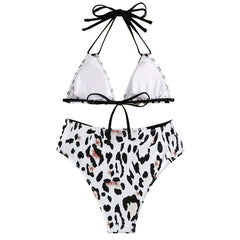 Cutout Strappy High Waist Leopard Print Brazilian Two Piece Bikini