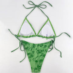 Ripped Tie String Cheeky Slide Triangle Brazilian Two Piece Bikini