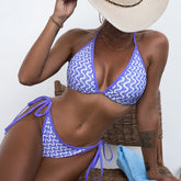 Wavy Print Slide Triangle Brazilian Two Piece Bikini