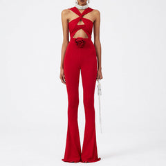 Striking Solid Color High Waist Skinny Flared Cover Up Pants