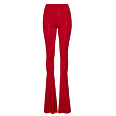 Striking Solid Color High Waist Skinny Flared Cover Up Pants