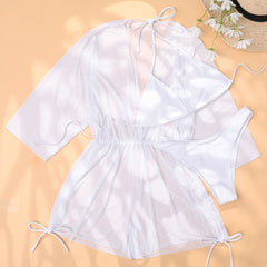 Stunning Drawstring High Cut Slide Triangle Brazilian Three Piece Bikini