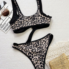 Wild Leopard Print High Leg Cutout Monokini Brazilian One Piece Swimsuit