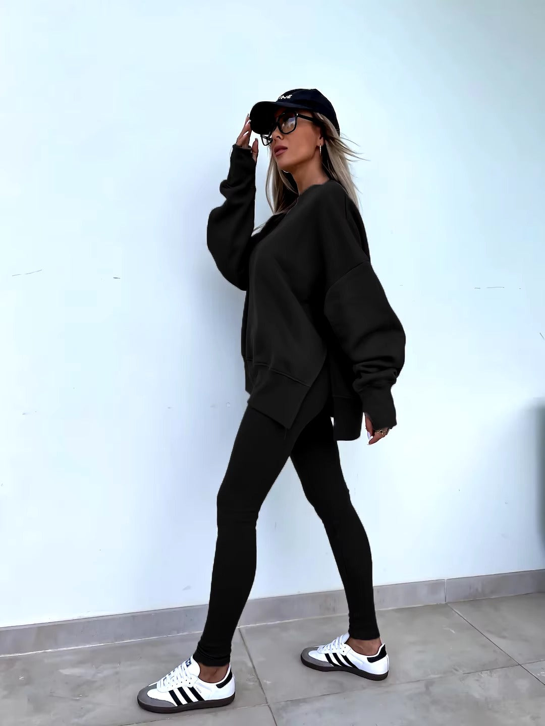 Casual Loose-Fitting Sweater Tight Pants 2 Piece Suit