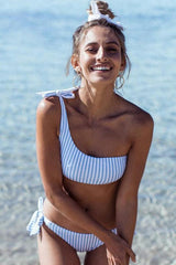Holiday Striped Single Shoulder Bikini - Two Piece Swimsuit