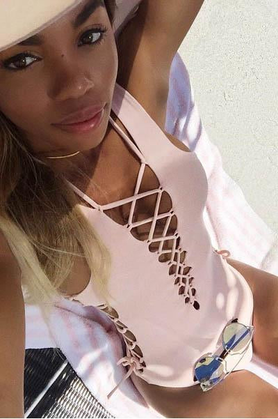 White Lace Up Strappy Crisscross One Piece Swimsuit