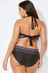 Plus Size Ethnic Print Triangle Halter Bikini - Two Piece Set