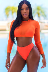 Mesh Top Sliding Triangle Brazilian Bikini - Three Piece Set