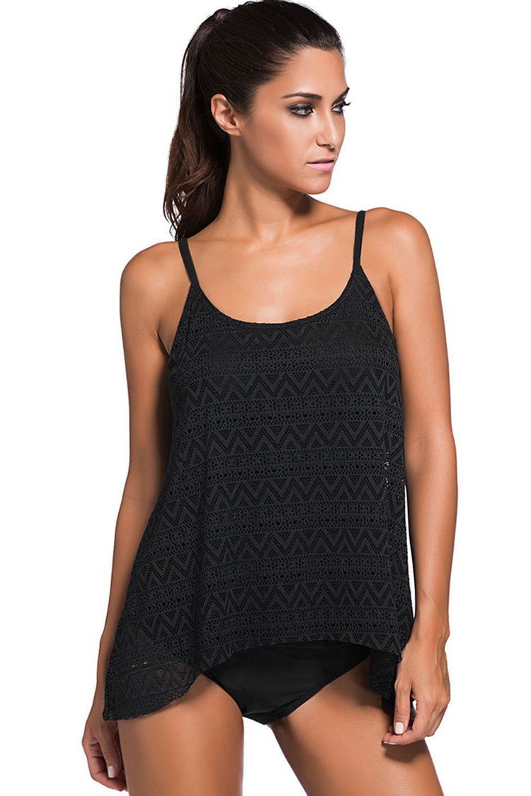 Lace Overlay Tankini Swimsuit