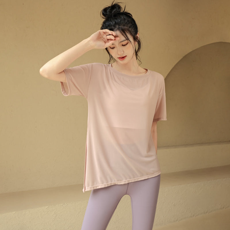 Loose flesh yoga short-sleeved T-shirt