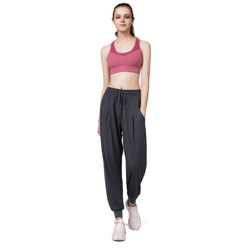 Loose-fitting casual wide-leg pants with tight legs