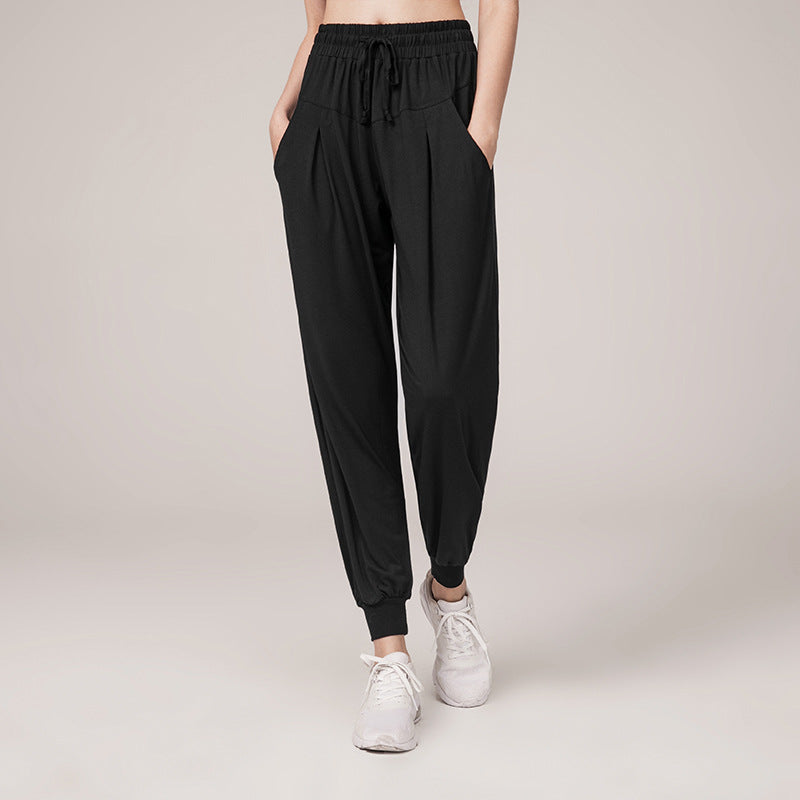 Loose-fitting casual wide-leg pants with tight legs