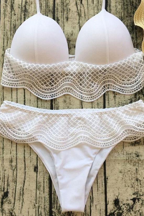 Scalloped Lace Triangle Bikini - Two Piece Set