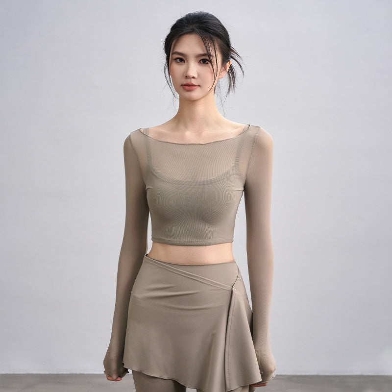 Fake two-piece mesh sports T-shirt