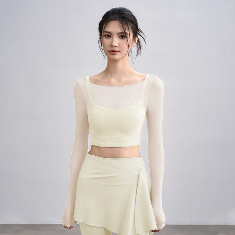 Fake two-piece mesh sports T-shirt