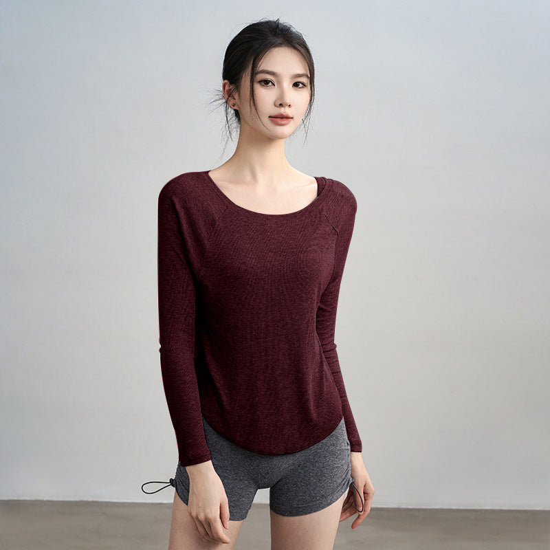 Off-the-shoulder loose yoga top