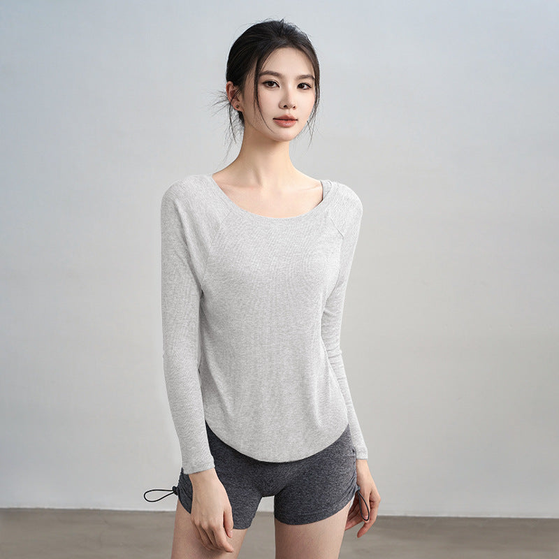 Off-the-shoulder loose yoga top