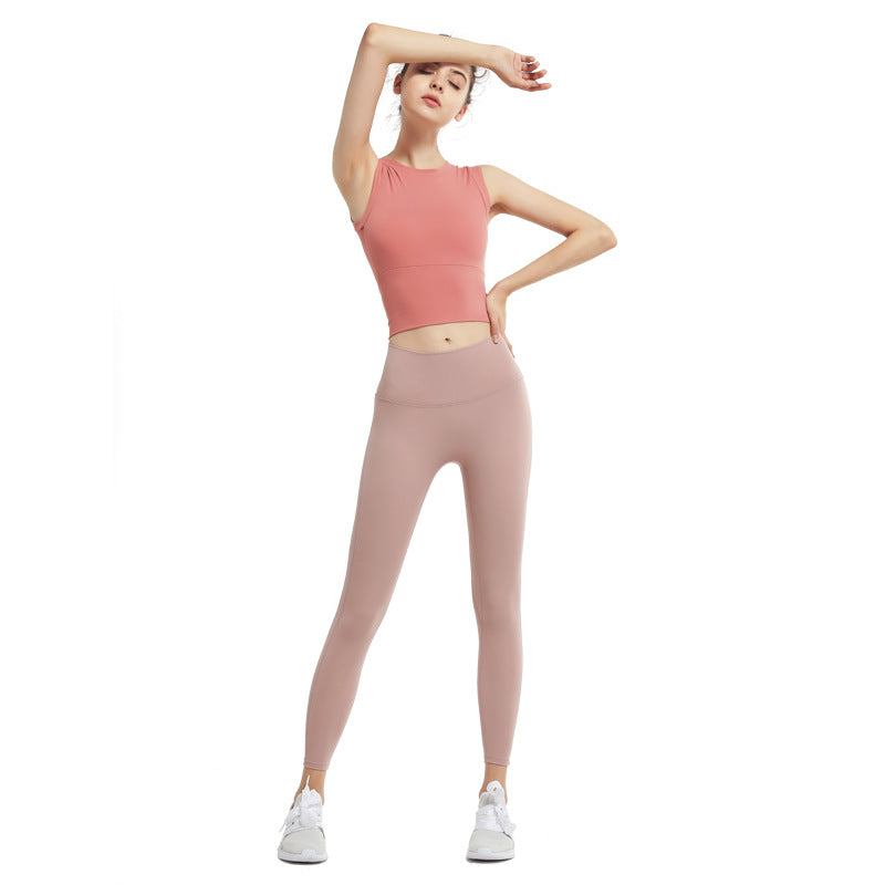 Nude peach buttocks dance training stretch tight sports tight cropped pants