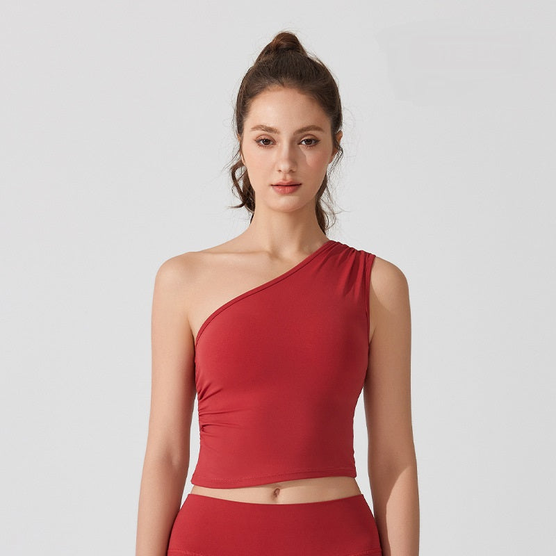 Nude waist one-shoulder vest