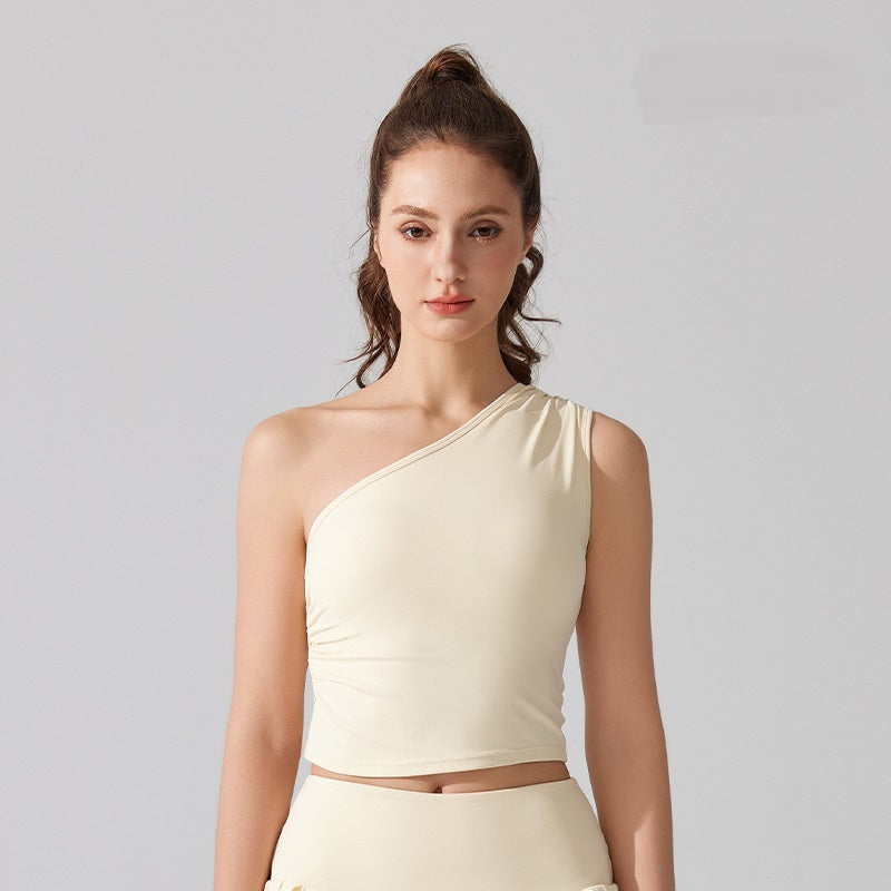 Nude waist one-shoulder vest