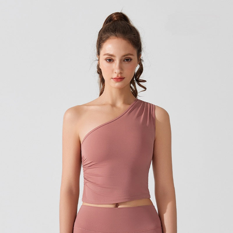 Nude waist one-shoulder vest