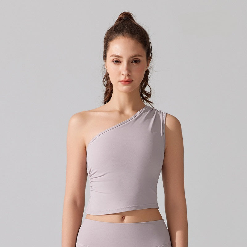 Nude waist one-shoulder vest