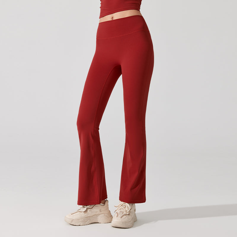 Nude antibacterial high-waisted hip lift slim slightly flared pants