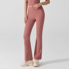 Nude antibacterial high-waisted hip lift slim slightly flared pants