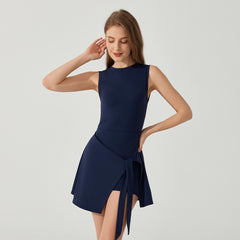 Fake two-piece skinny strappy vest dress