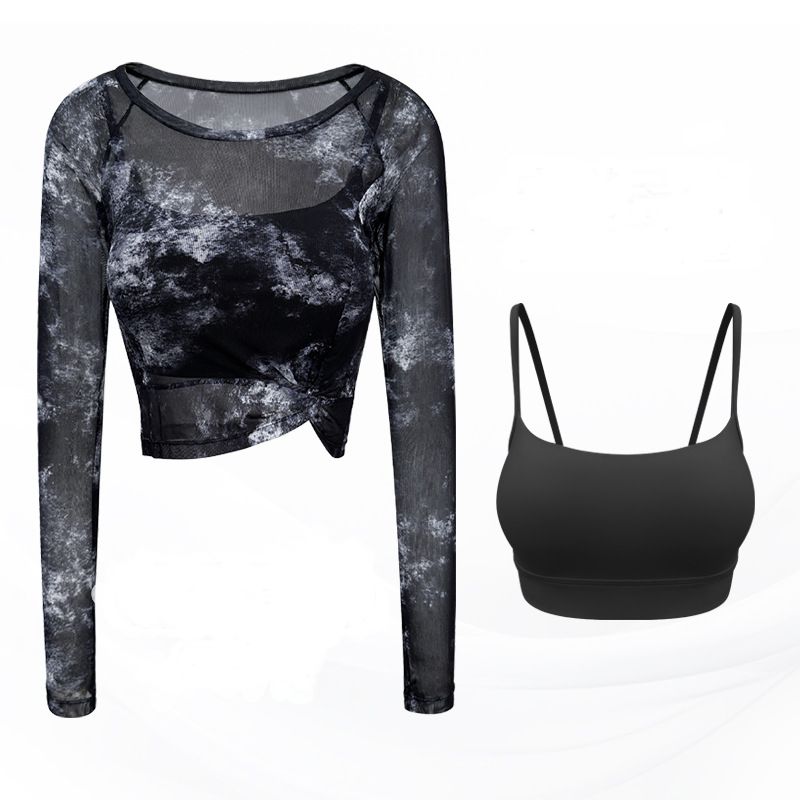 Smudged mesh with twisted long sleeves