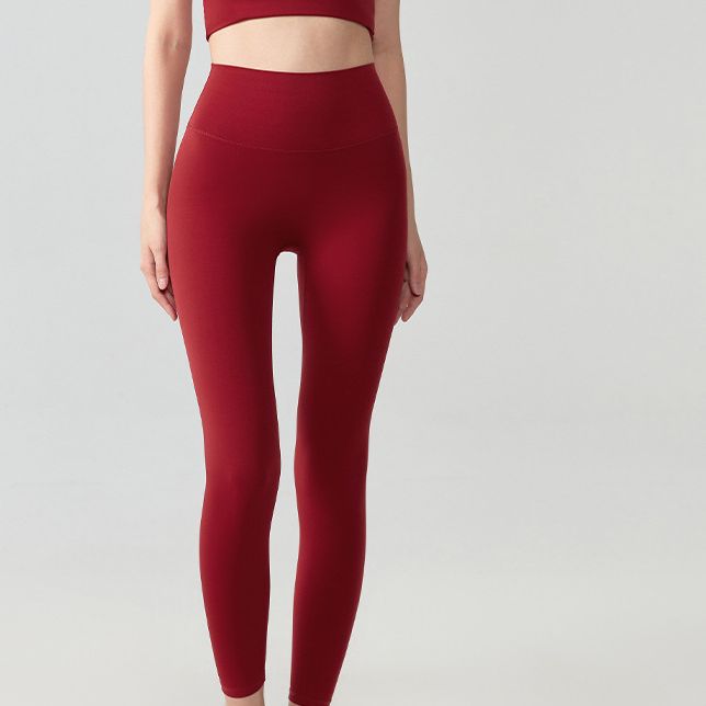 Nude high-rise hip-lifting trousers