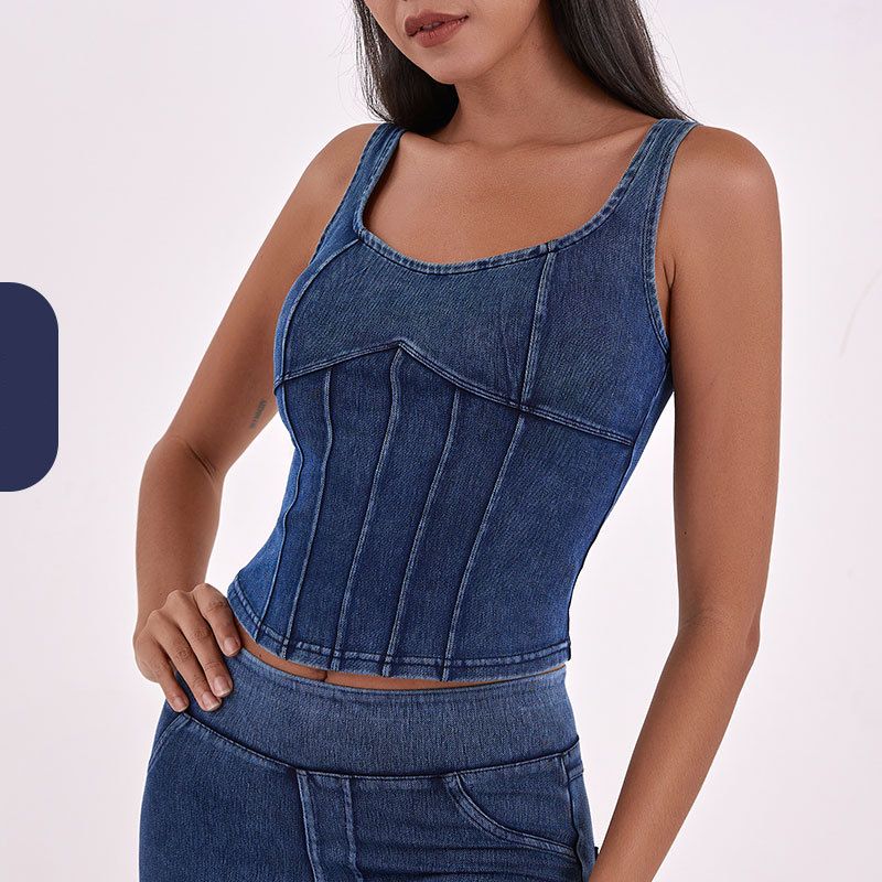 Imitation denim stretch skinny back