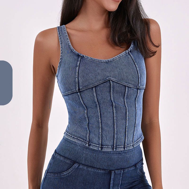 Imitation denim stretch skinny back