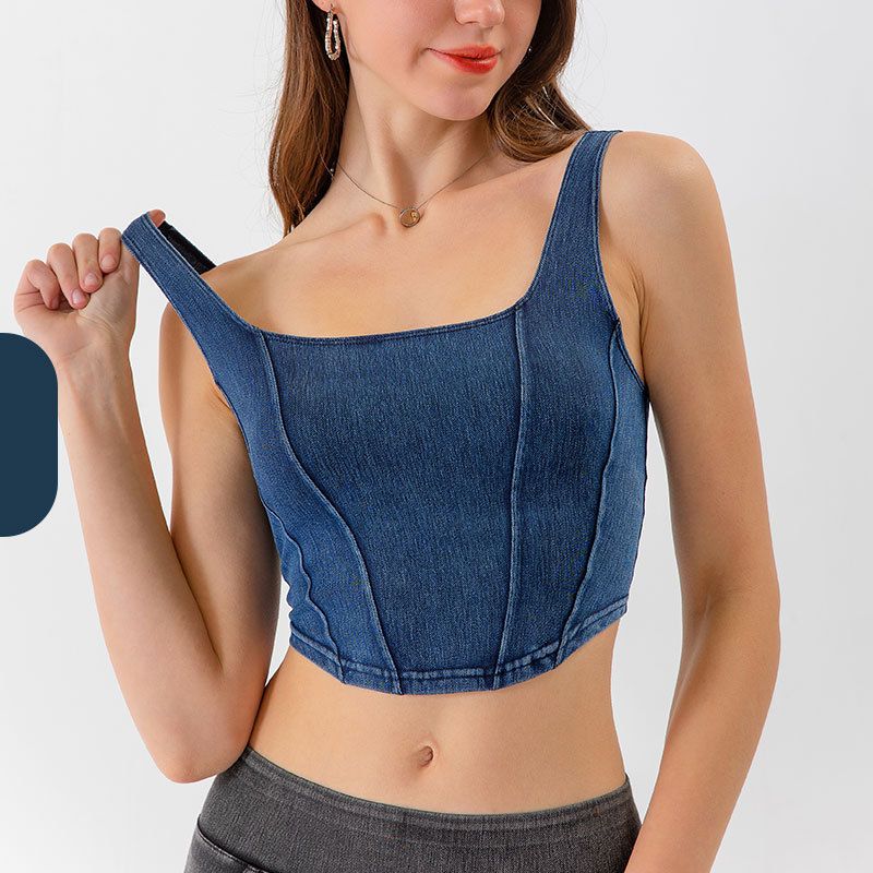 Imitation denim U-shaped stretch shows thin and quick-drying beautiful back