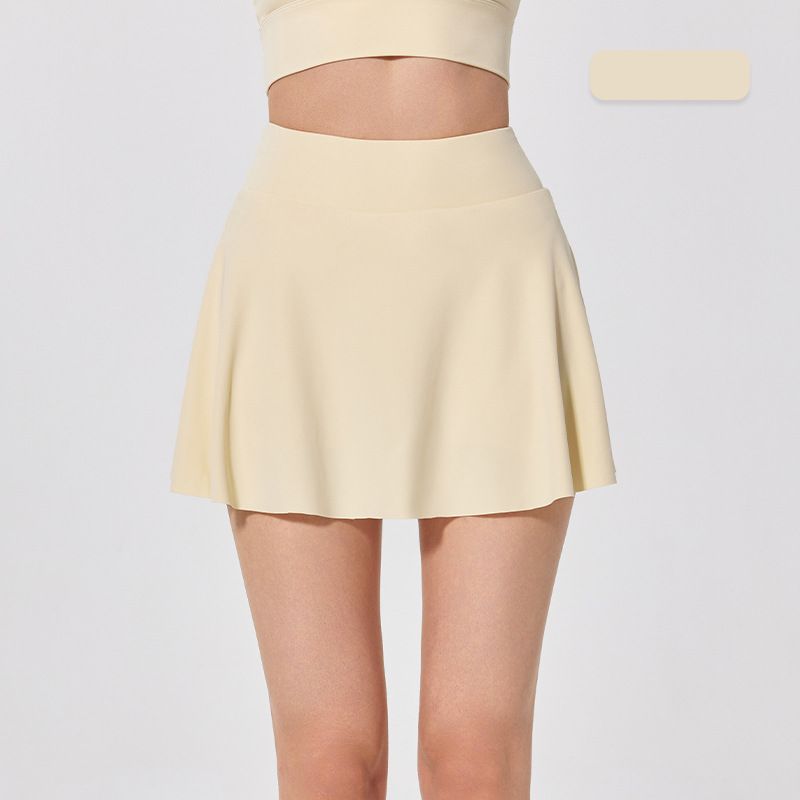 Fake two-piece anti-go-away high-waisted pleated skirt