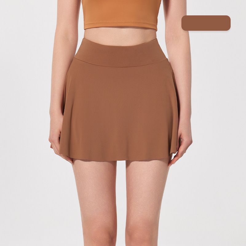 Fake two-piece anti-go-away high-waisted pleated skirt