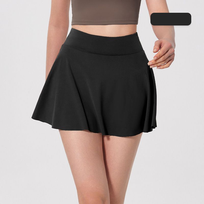 Fake two-piece anti-go-away high-waisted pleated skirt