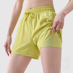 High-waisted, Tummy-cinching, Loose, Breathable mesh anti-light-fast-drying shorts
