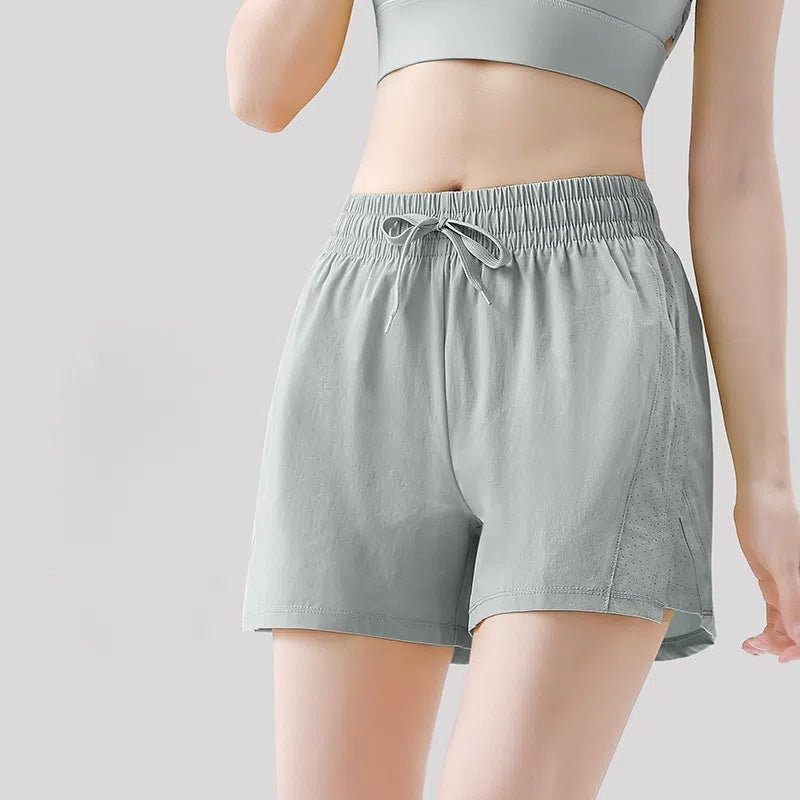High-waisted, Tummy-cinching, Loose, Breathable mesh anti-light-fast-drying shorts