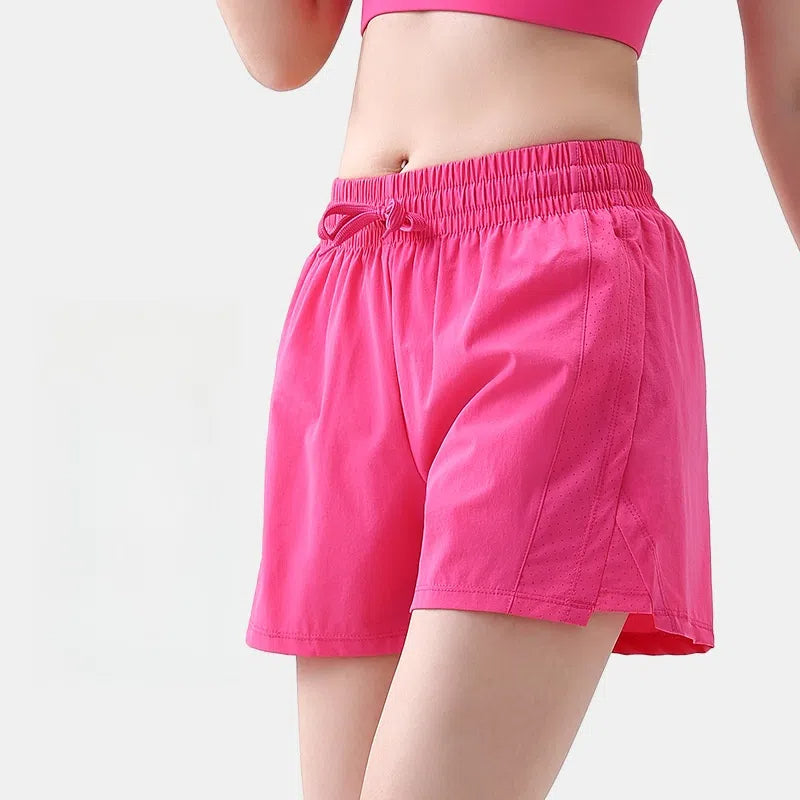 High-waisted, Tummy-cinching, Loose, Breathable mesh anti-light-fast-drying shorts