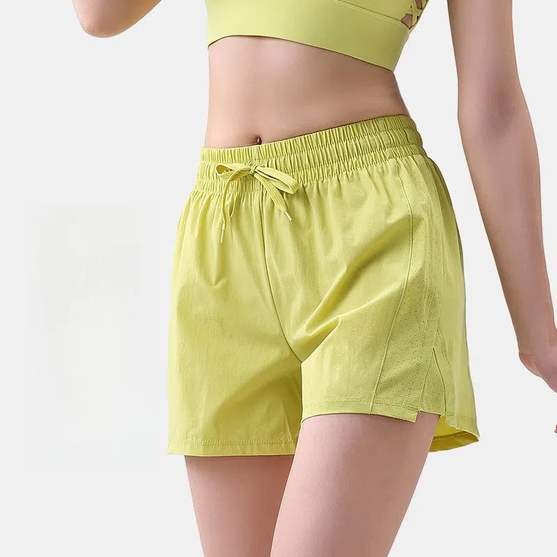 High-waisted, Tummy-cinching, Loose, Breathable mesh anti-light-fast-drying shorts