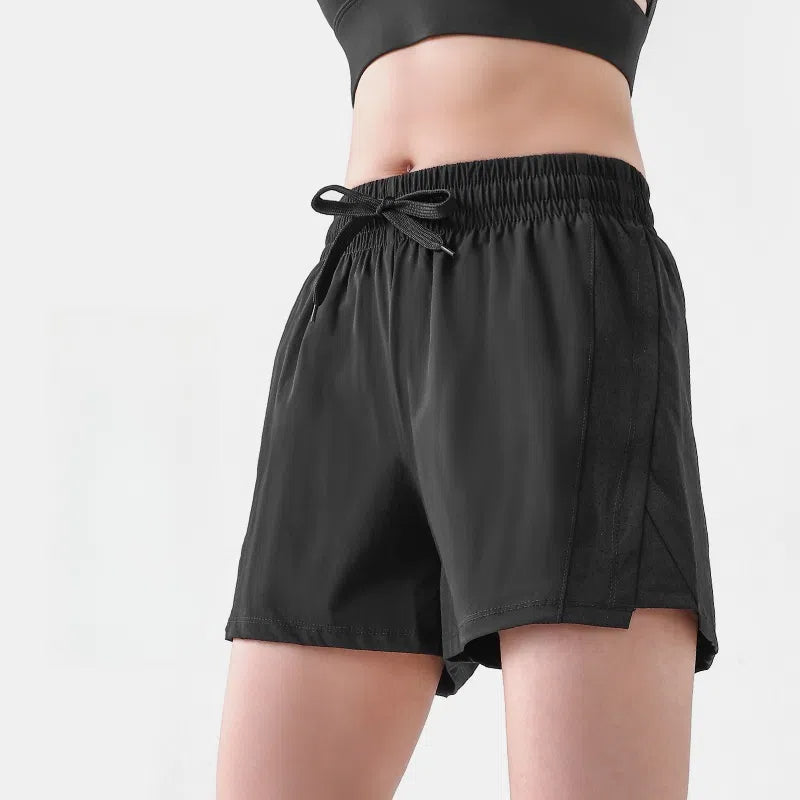 High-waisted, Tummy-cinching, Loose, Breathable mesh anti-light-fast-drying shorts