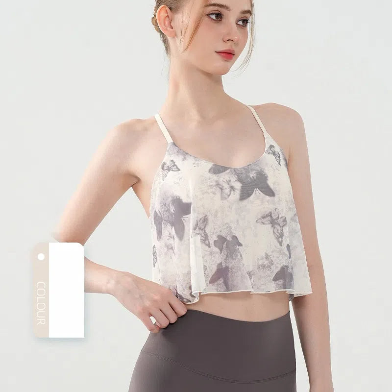 Butterfly print romantic vintage crossover beauty back bra