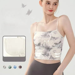 Butterfly print breathable mesh slim fit sexy camisole bra