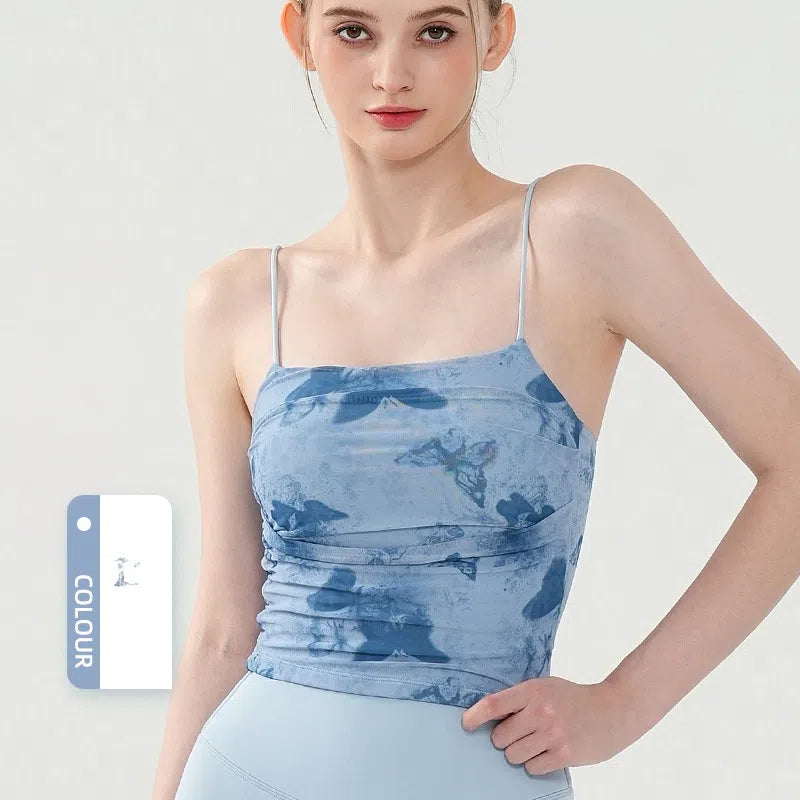 Butterfly print breathable mesh slim fit sexy camisole bra