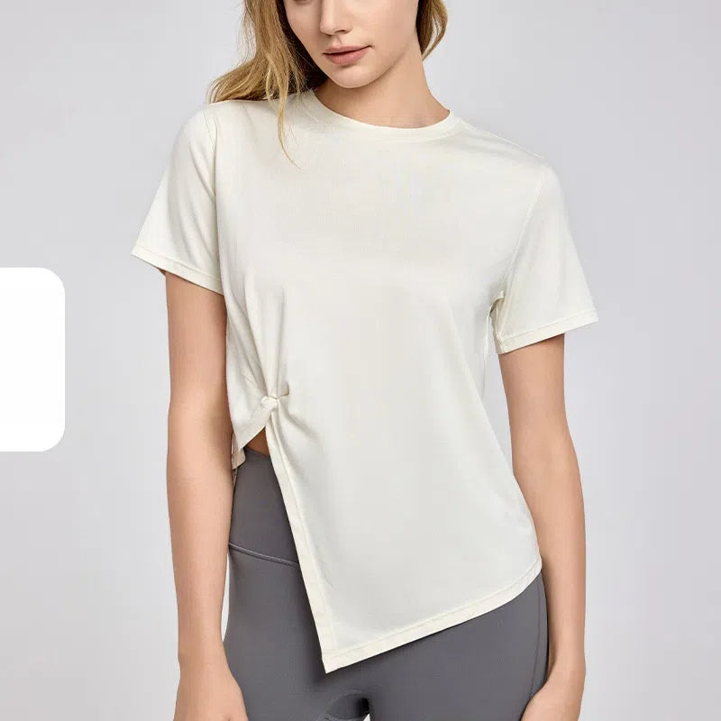Loose crew neck, Light and light, Breathable slit sports training short sleeves
