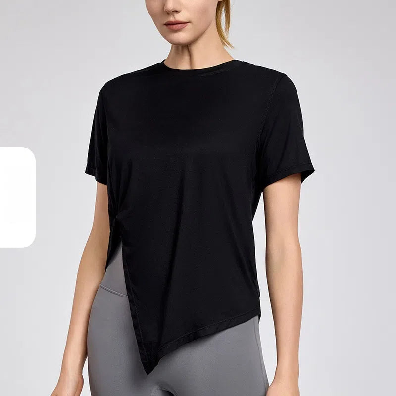 Loose crew neck, Light and light, Breathable slit sports training short sleeves